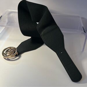 Preowned Bebe Black Belt with Gold-Tone Buckle – 35”